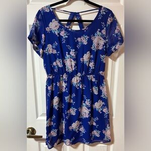 Floral Blue Chiffon Dress